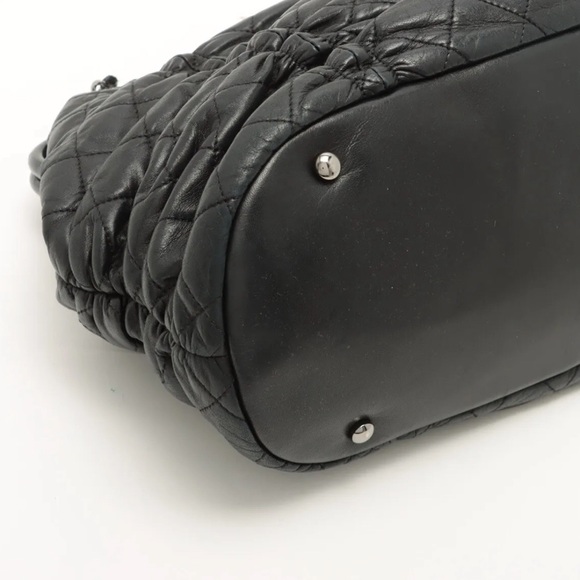 Chanel Lambskin Quilted Sharpei Frame Tote Black Silver Hardware - Picture 4 of 12